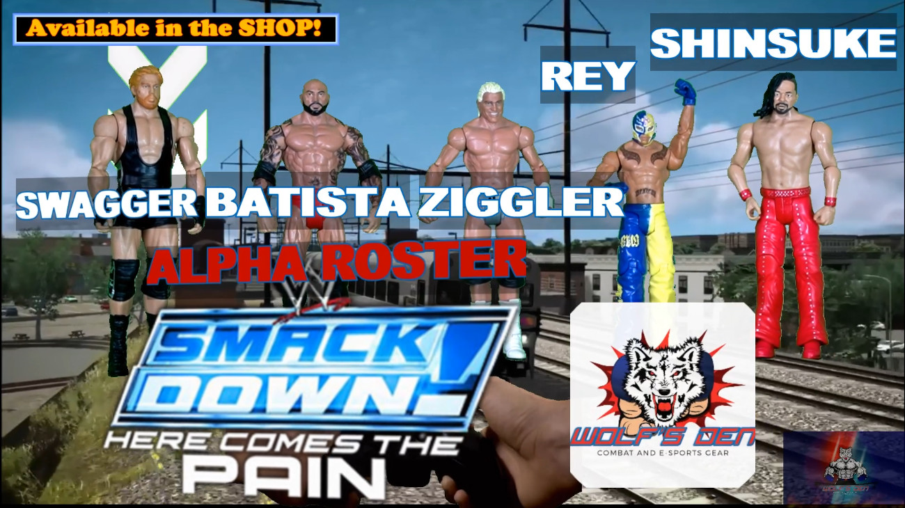 Alpha Roster Swagger, Batista, Dolph Ziggler, Rey Mysterio and Shinsuke Nakamura WWE Action Figures